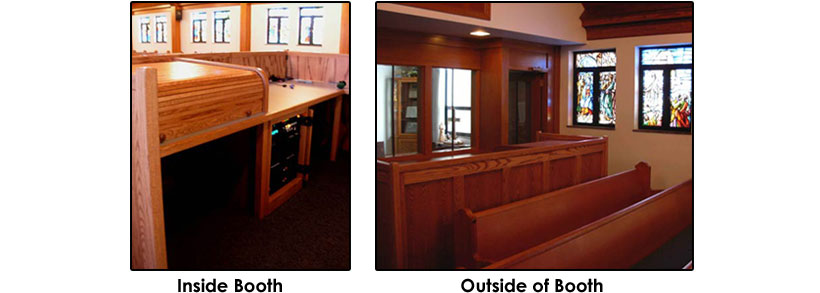 Inside & Outside View of Handmade Rolltop Desk and Sound Booth